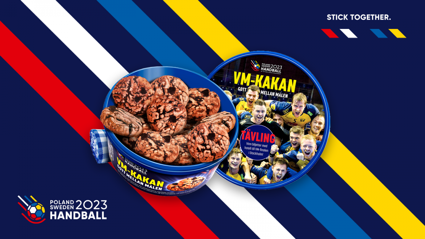 Bild på VM-kakan som är ett samarbete mellan VM 2023 och Kakservice